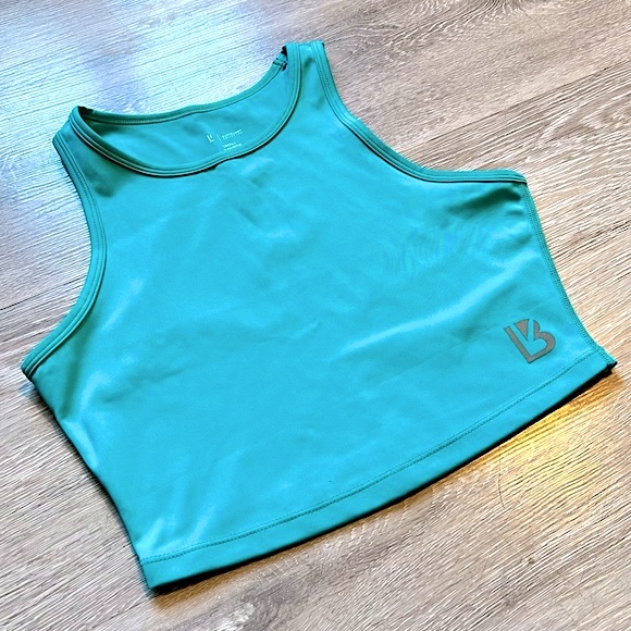BUFFBUNNY • Cropped Active Racerback Tank Top • Size Small • Bright Teal - Picture 4 of 16